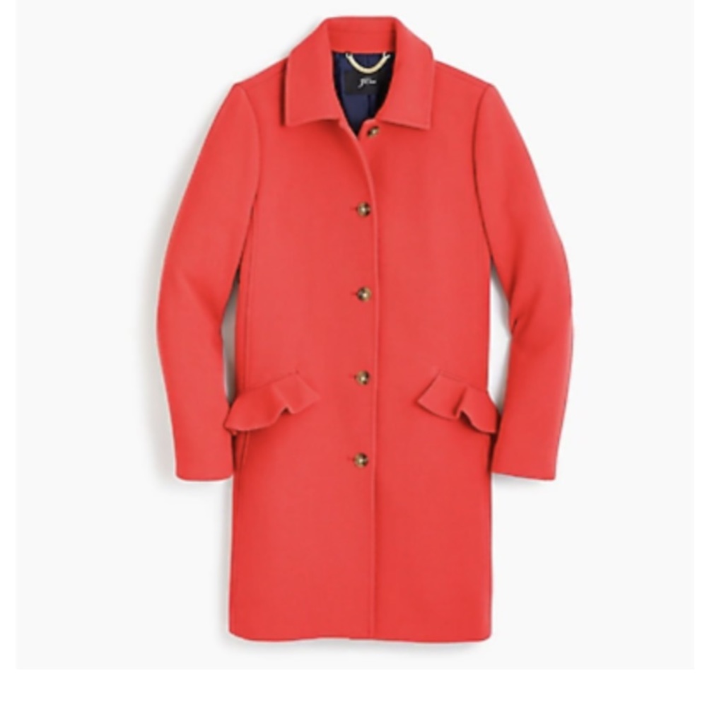 Jcrew petite topcoat with ruffle pockets in Italian double cloth wool